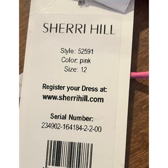 NWT Sherri Hill Formal Pink Chiffon Beaded Top Prom Dress 52591-Size 12 - Picture 8 of 10